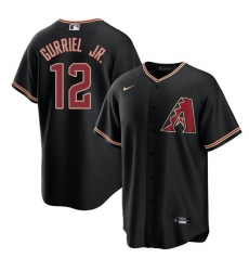 Men's Arizona Diamondbacks #12 Lourdes Gurriel Jr. Black Cool Base Stitched Baseball Jersey