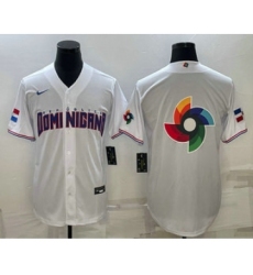 Men's Dominican Republic Baseball 2023 White World Baseball Big Logo With Classic Stitched Jerseys