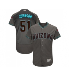 Men's Arizona Diamondbacks #51 Randy Johnson Gray Teal Alternate Authentic Collection Flex Base Baseball Jersey