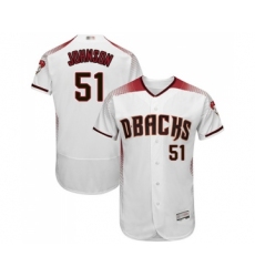 Men's Arizona Diamondbacks #51 Randy Johnson White Home Authentic Collection Flex Base Baseball Jersey