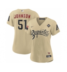 Women's Arizona Diamondbacks #51 Randy Johnson Gold 2023 World Series City Connect Stitched Baseball Jersey