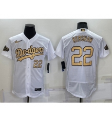 Men's Los Angeles Dodgers #22 Clayton Kershaw Number White 2022 All Star Stitched Flex Base Nike Jersey