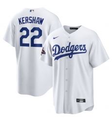 Men's Los Angeles Dodgers #22 Clayton Kershaw White 2024 World Series Champions Home Stitched Baseball Jersey