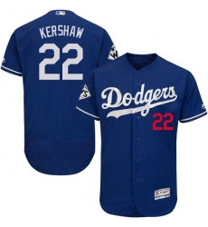 Men's Majestic Los Angeles Dodgers #22 Clayton Kershaw Authentic Royal Blue Alternate 2017 World Series Bound Flex Base MLB Jersey