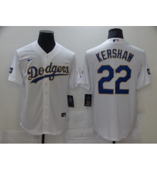 Men's Nike Los Angeles Dodgers #22 Clayton Kershaw White Champions Authentic Jersey