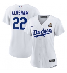 Women's Los Angeles Dodgers #22 Clayton Kershaw White 2024 World Series Cool Base Stitched Baseball Jersey(Run Small)