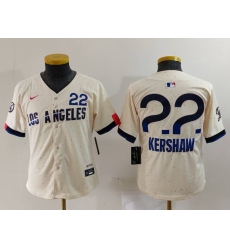 Youth Los Angeles Dodgers #22 Clayton Kershaw Cream 2024 City Connect Limited Jersey