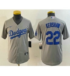 Youth Los Angeles Dodgers #22 Clayton Kershaw Grey Stitched Cool Base Nike Jersey