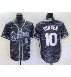 Men's Los Angeles Dodgers #10 Justin Turner Grey Camo Cool Base Stitched Baseball Jersey