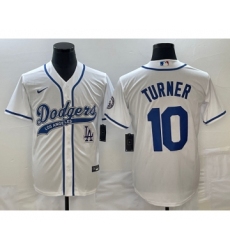 Men's Los Angeles Dodgers #10 Justin Turner White Cool Base Stitched Baseball Jersey