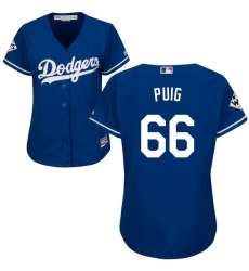 Women's Majestic Los Angeles Dodgers #66 Yasiel Puig Replica Royal Blue Alternate 2017 World Series Bound Cool Base MLB Jersey