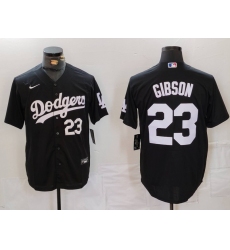 Men's Los Angeles Dodgers #23 Kirk Gibson Number Black Cool Base Stitched Jerseys