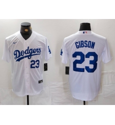 Men's Los Angeles Dodgers #23 Kirk Gibson Number White Cool Base Stitched Jerseys