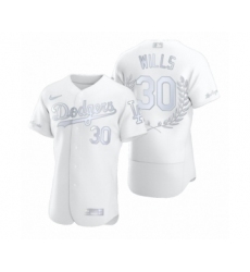 Men's Maury Wills #30 Los Angeles Dodgers White Awards Collection NL MVP Jersey