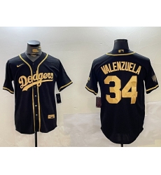 Men's Los Angeles Dodgers #34 Fernando Valenzuela Black Authentic Collection Stitched MLB Jersey