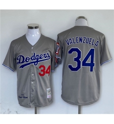 Men's Los Angeles Dodgers #34 Fernando Valenzuela Gray Cool Base Stitched Jersey