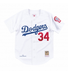 Men's Los Angeles Dodgers #34 Fernando Valenzuela White Stitched Baseball Jersey