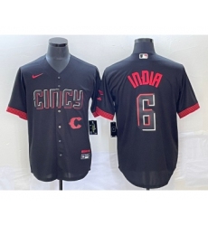 Men's Cincinnati Reds #6 Jonathan India Black 2023 City Connect Stitched Jersey1