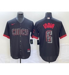 Men's Cincinnati Reds #6 Jonathan India Black 2023 City Connect Stitched Jersey