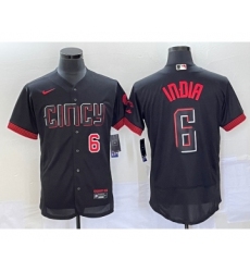 Men's Cincinnati Reds #6 Jonathan India Number Black 2023 City Connect Flex Base Stitched Jersey 1 