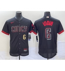 Men's Cincinnati Reds #6 Jonathan India Number Black 2023 City Connect Flex Base Stitched Jersey