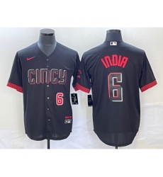 Men's Cincinnati Reds #6 Jonathan India Number Black 2023 City Connect Stitched Jersey