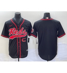 Men's Cincinnati Reds Black Cool Base Stitched Baseball Jersey 1 