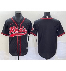 Men's Cincinnati Reds Black Cool Base Stitched Baseball Jersey