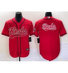 Men's Cincinnati Reds Red Team Big Logo Cool Base Stitched Baseball Jersey