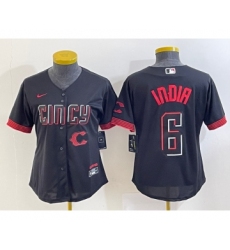 Women's Cincinnati Reds #6 Jonathan India Black 2023 City Connect Cool Base Stitched Jersey