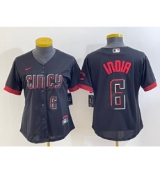 Women's Cincinnati Reds #6 Jonathan India Number Black 2023 City Connect Cool Base Stitched Jersey 1