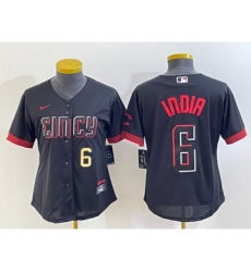 Women's Cincinnati Reds #6 Jonathan India Number Black 2023 City Connect Cool Base Stitched Jersey