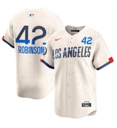 Men's Brooklyn Dodgers #42 Jackie Robinson Cream 2024 City Connect Limited Stitched Baseball Jersey