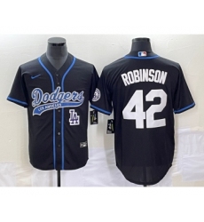 Men's Los Angeles Dodgers #42 Jackie Robinson Black Cool Base Stitched Baseball Jersey1