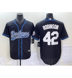 Men's Los Angeles Dodgers #42 Jackie Robinson Black Cool Base Stitched Baseball Jersey