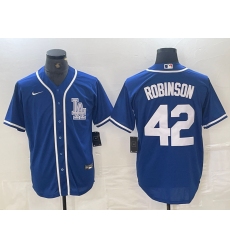 Men's Los Angeles Dodgers #42 Jackie Robinson Blue Cool Base Stitched Baseball Jersey