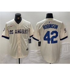 Men's Los Angeles Dodgers #42 Jackie Robinson Cream Stitched Baseball Jersey