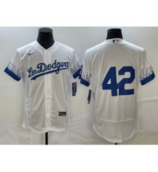 Men's Los Angeles Dodgers #42 Jackie Robinson White City Connect Flex Base Stitched Baseball Jersey