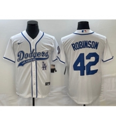 Men's Los Angeles Dodgers #42 Jackie Robinson White Cool Base Stitched Baseball Jersey1