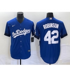 Men's Nike Los Angeles Dodgers #42 Jackie Robinson Blue 2021 City Connect Cool Base Stitched Jersey