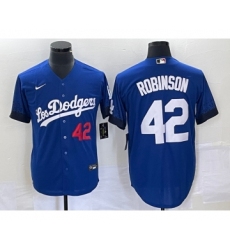 Men's Nike Los Angeles Dodgers #42 Jackie Robinson Number Blue 2021 City Connect Cool Base Stitched Jersey