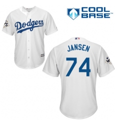 Men's Majestic Los Angeles Dodgers #74 Kenley Jansen Replica White Home 2017 World Series Bound Cool Base MLB Jersey