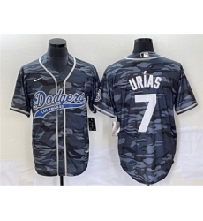 Men's Los Angeles Dodgers #7 Julio Urías Gray Camo Cool Base Stitched Baseball Jersey