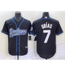 Men's Los Angeles Dodgers #7 Julio Urias Black Cool Base Stitched Baseball Jersey1