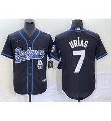 Men's Los Angeles Dodgers #7 Julio Urias Black Cool Base Stitched Baseball Jersey