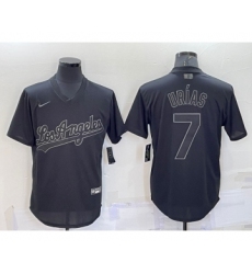 Men's Los Angeles Dodgers #7 Julio Urias Black Pullover Turn Back The Clock Stitched Cool Base Jersey