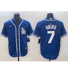 Men's Los Angeles Dodgers #7 Julio Urias Blue Cool Base Stitched Baseball Jersey