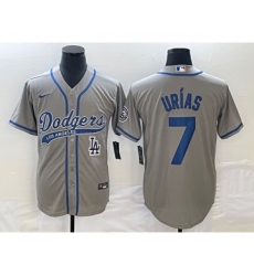 Men's Los Angeles Dodgers #7 Julio Urias Grey Cool Base Stitched Baseball Jersey