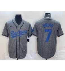 Men's Los Angeles Dodgers #7 Julio Urias Grey Gridiron Cool Base Stitched Baseball Jersey