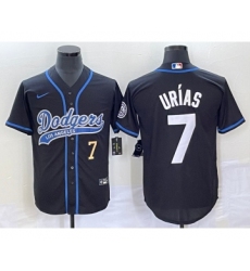 Men's Los Angeles Dodgers #7 Julio Urias Number Black Cool Base Stitched Baseball Jersey